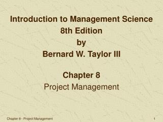 Chapter 8 Project Management