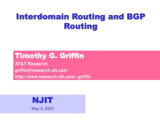 Interdomain Routing and BGP Routing