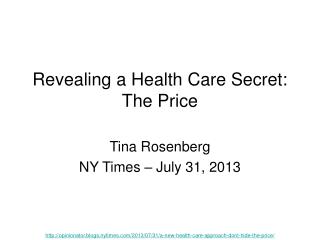 Revealing a Health Care Secret: The Price