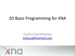 2D Basic Programming for XNA