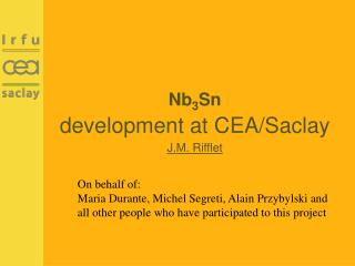 Nb 3 Sn development at CEA/Saclay J.M. Rifflet