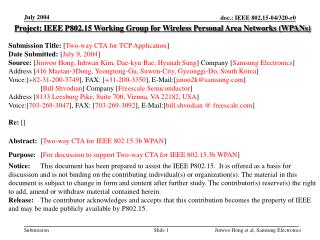 Project: IEEE P802.15 Working Group for Wireless Personal Area Networks (WPANs)