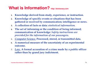 What is Information? dictionary