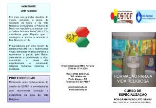 CURSO DE ESPECIALIZAÇÃO PÓS-GRADUAÇÃO LATO SENSU