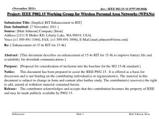 Project: IEEE P802.15 Working Group for Wireless Personal Area Networks (WPANs)