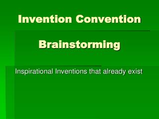 Invention Convention Brainstorming