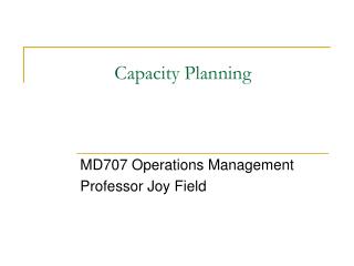 Capacity Planning