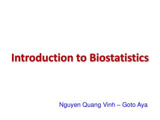 Introduction to Biostatistics