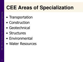 CEE Areas of Specialization