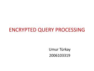 ENCRYPTED QUERY PROCESSING