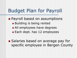 Budget Plan for Payroll