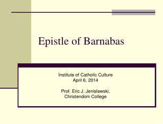 Epistle of Barnabas