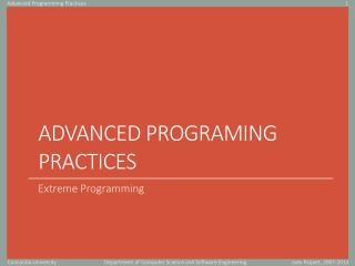 Advanced Programing practices