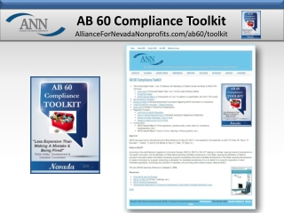 AB 60 Compliance Toolkit AllianceForNevadaNonprofits/ab60/toolkit