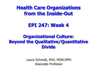 Laura Schmidt, PhD, MSW,MPH Associate Professor