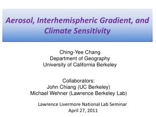 Aerosol, Interhemispheric Gradient, and Climate Sensitivity