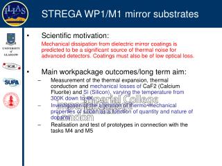 STREGA WP1/M1 mirror substrates