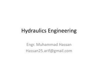 Hydraulics Engineering