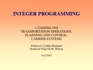 INTEGER PROGRAMMING