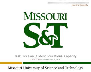 Task Force on Student Educational Capacity OPEN FORUM – November 18, 2010
