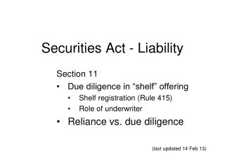 Securities Act - Liability