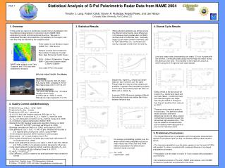 Statistical Analysis of S-Pol Polarimetric Radar Data from NAME 2004