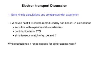 Electron transport Discussion