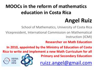 MOOCs in the reform of mathematics education in Costa Rica