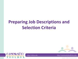 Preparing Job Descriptions and Selection Criteria