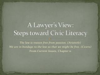 A Lawyer’s View: Steps toward Civic Literacy