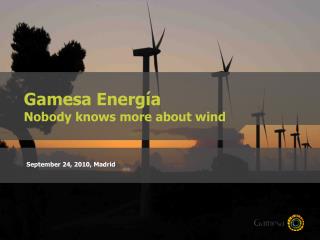 Gamesa Energía Nobody knows more about wind