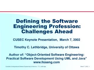 Defining the Software Engineering Profession: Challenges Ahead