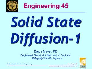 Bruce Mayer, PE Registered Electrical &amp; Mechanical Engineer BMayer@ChabotCollege