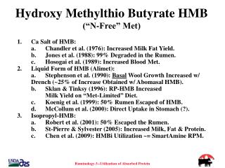 Hydroxy Methylthio Butyrate HMB (“N-Free” Met)