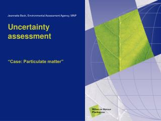 Uncertainty assessment “Case: Particulate matter”