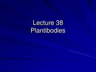 Lecture 38 Plantibodies