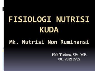 fisiologi NUTRIsi kuda