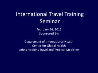 International Travel Training Seminar