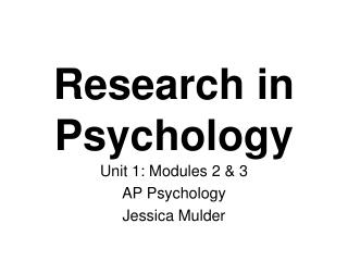 Research in Psychology