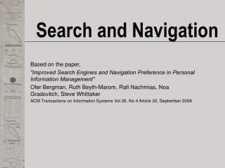 Search and Navigation