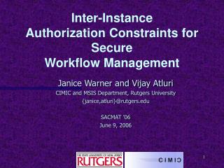Inter-Instance Authorization Constraints for Secure Workflow Management