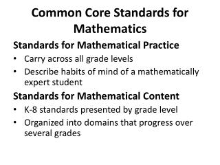 Common Core Standards for Mathematics