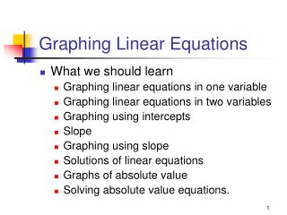Graphing Linear Equations