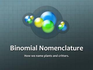 Binomial Nomenclature