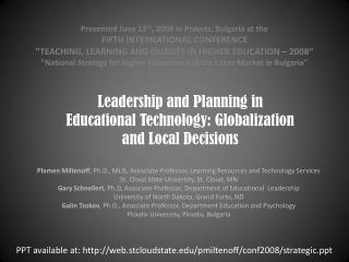 Plamen Miltenoff , Ph.D., MLIS, Associate Professor, Learning Resources and Technology Services