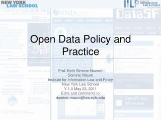 Open Data Policy and Practice