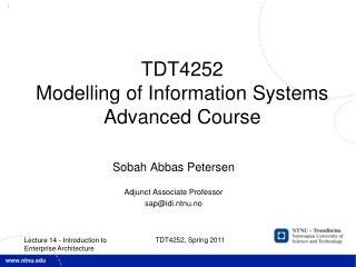 TDT4252 Modelling of Information Systems Advanced Course