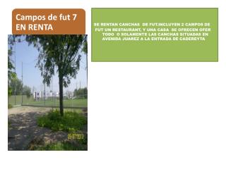 SE RENTAN CANCHAS DE FUT.INCLUYEN 2 CAMPOS DE