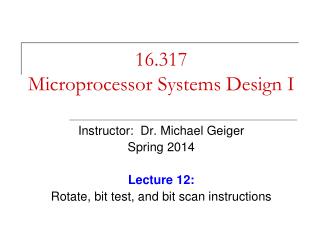 16.317 Microprocessor Systems Design I