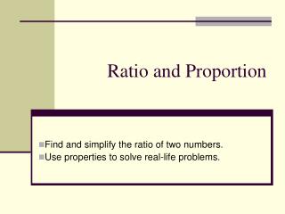 Ratio and Proportion